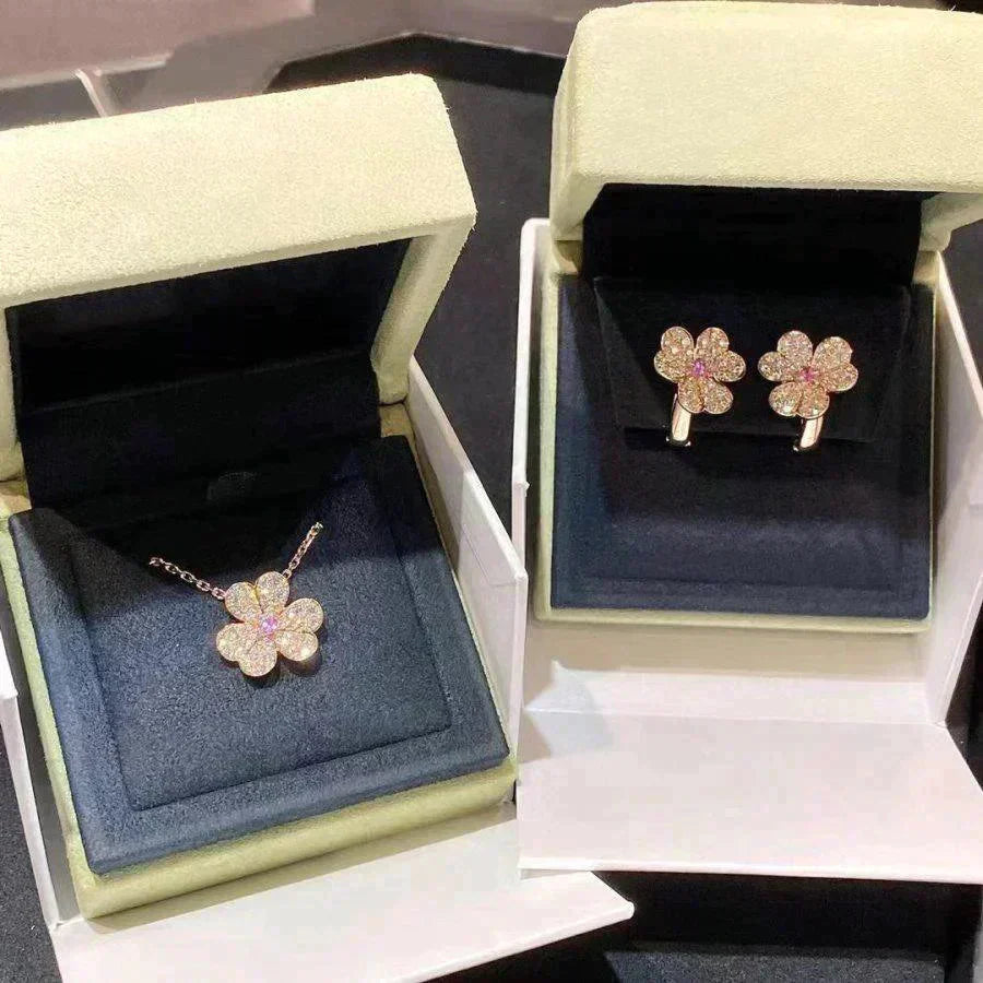 [Rose Jewelrys]FRIVOLE ROSE GOLD FLOWER DIAMOND NECKLACE