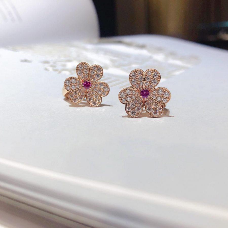 [Rose Jewelrys]FRIVOLE PINK GOLD FLOWER DIAMOND EARRINGS