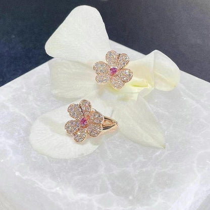 [Rose Jewelrys]FRIVOLE PINK GOLD FLOWER DIAMOND EARRINGS