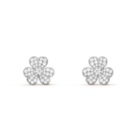 [🌹Rose💎]FRIVOLE SILVER FLOWER DIAMOND EARRINGS