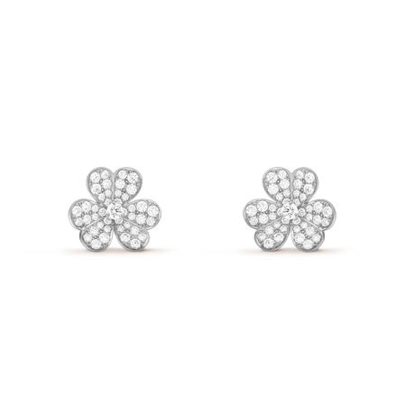 [🌹Rose💎]FRIVOLE SILVER FLOWER DIAMOND EARRINGS