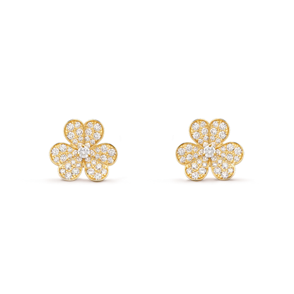 [Rose Jewelrys]FRIVOLE GOLD FLOWER DIAMOND EARRINGS