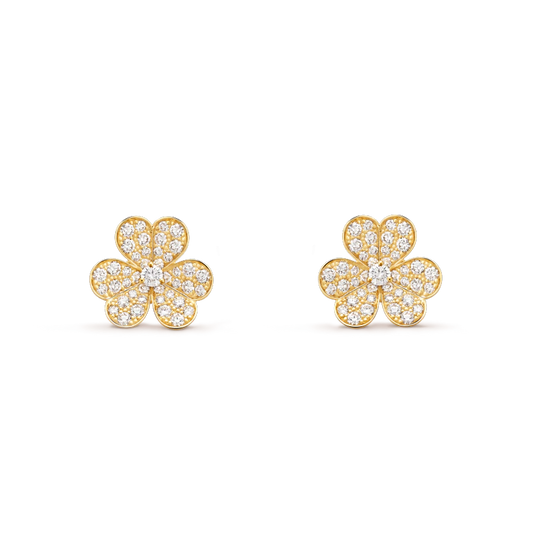 [Rose Jewelrys]FRIVOLE GOLD FLOWER DIAMOND EARRINGS
