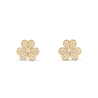 [🌹Rose💎]FRIVOLE GOLD FLOWER DIAMOND EARRINGS