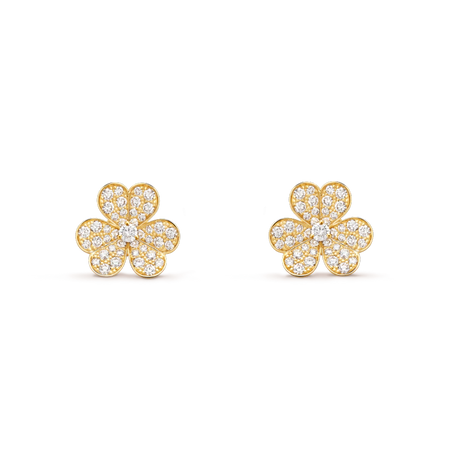 [🌹Rose💎]FRIVOLE GOLD FLOWER DIAMOND EARRINGS