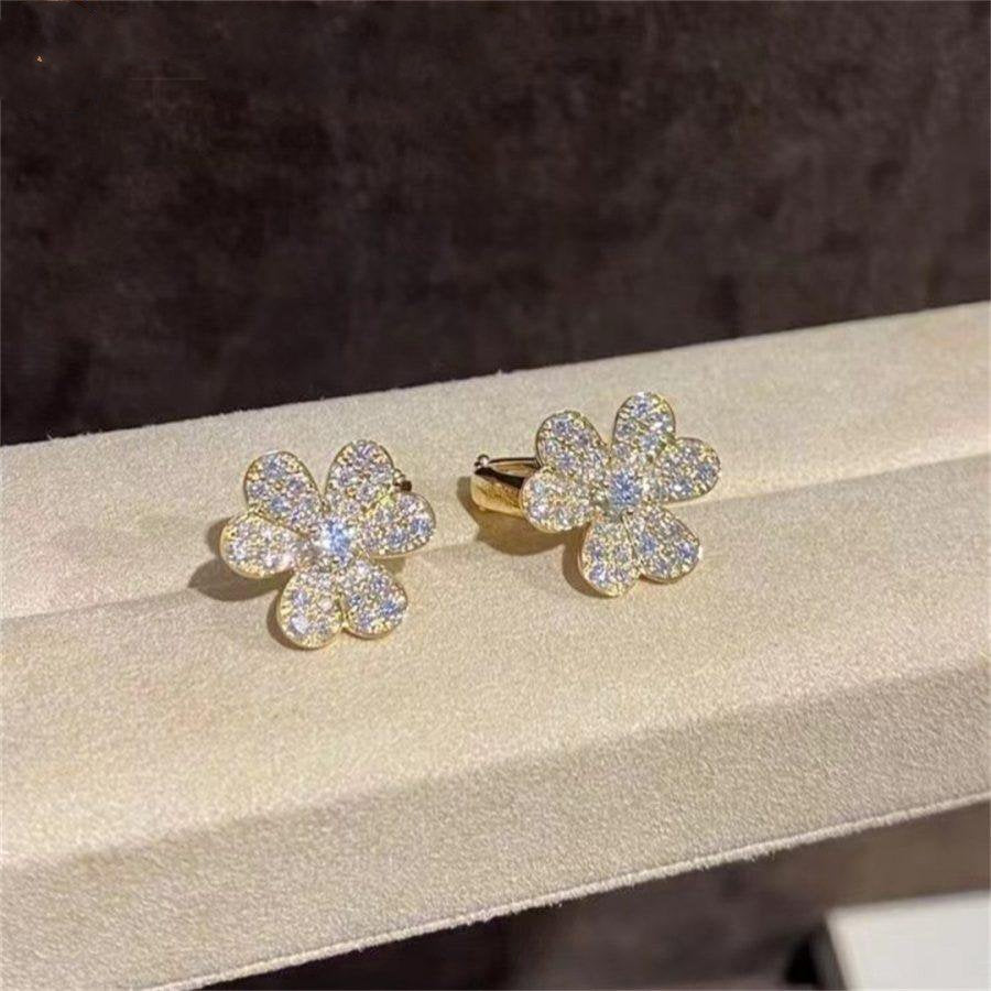 [Rose Jewelrys]FRIVOLE GOLD FLOWER DIAMOND EARRINGS