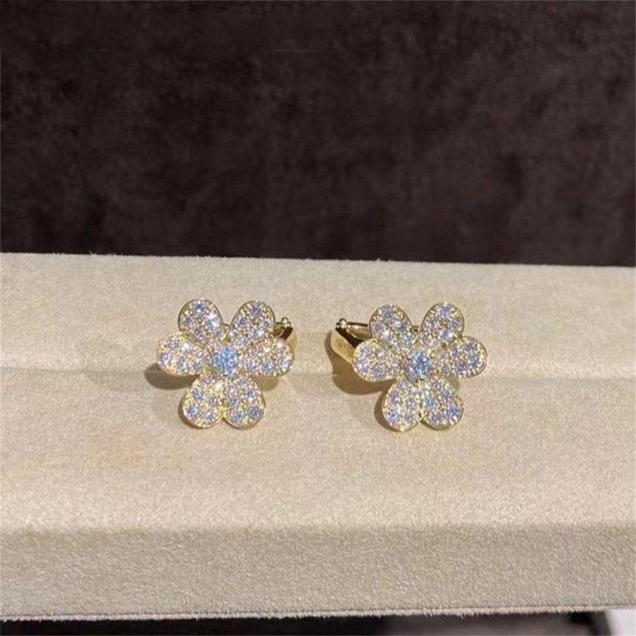 [Rose Jewelrys]FRIVOLE GOLD FLOWER DIAMOND EARRINGS