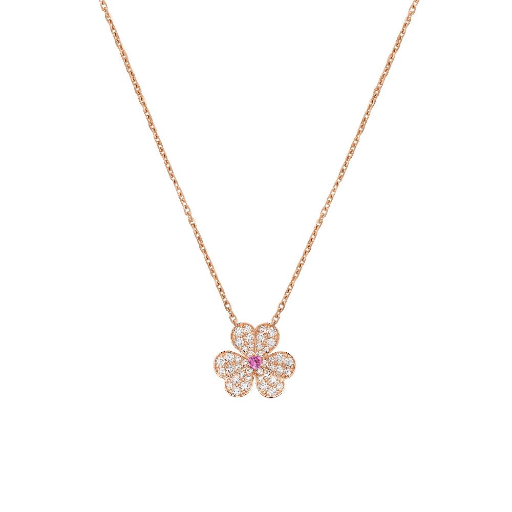 [🌹Rose💎]FRIVOLE ROSE GOLD FLOWER DIAMOND NECKLACE