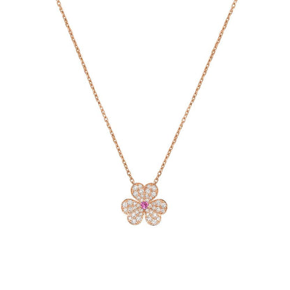 [Rose Jewelrys]FRIVOLE ROSE GOLD FLOWER DIAMOND NECKLACE