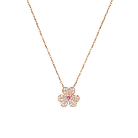 [🌹Rose💎]FRIVOLE ROSE GOLD FLOWER DIAMOND NECKLACE