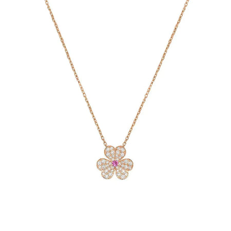 [🌹Rose💎]FRIVOLE ROSE GOLD FLOWER DIAMOND NECKLACE