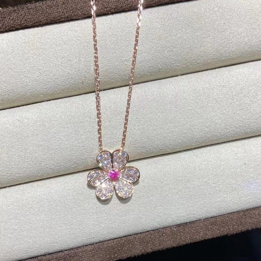 [Rose Jewelrys]FRIVOLE ROSE GOLD FLOWER DIAMOND NECKLACE