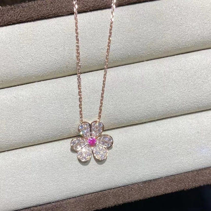 [Rose Jewelrys]FRIVOLE ROSE GOLD FLOWER DIAMOND NECKLACE