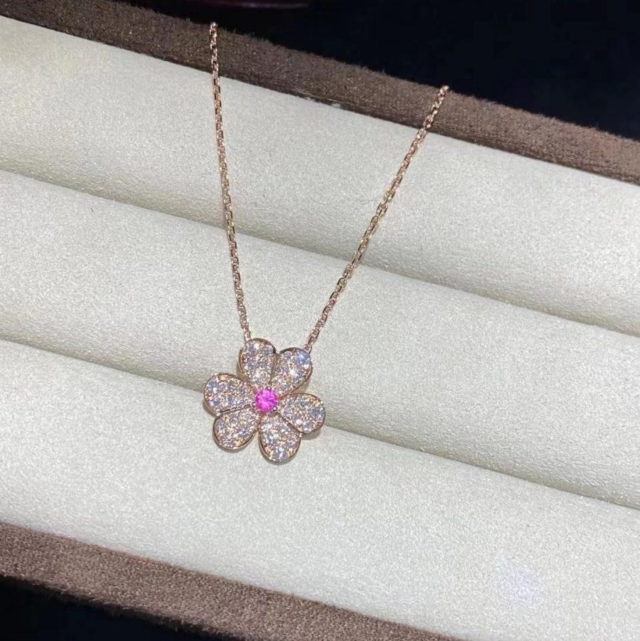 [Rose Jewelrys]FRIVOLE ROSE GOLD FLOWER DIAMOND NECKLACE