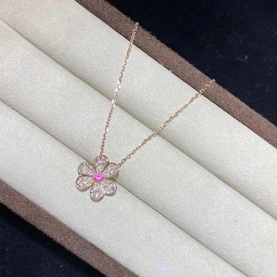 [Rose Jewelrys]FRIVOLE ROSE GOLD FLOWER DIAMOND NECKLACE
