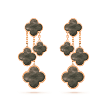 [🌹Rose💎]CLOVER EARRINGS DARK MOP 4 MOTIFS ROSE GOLD