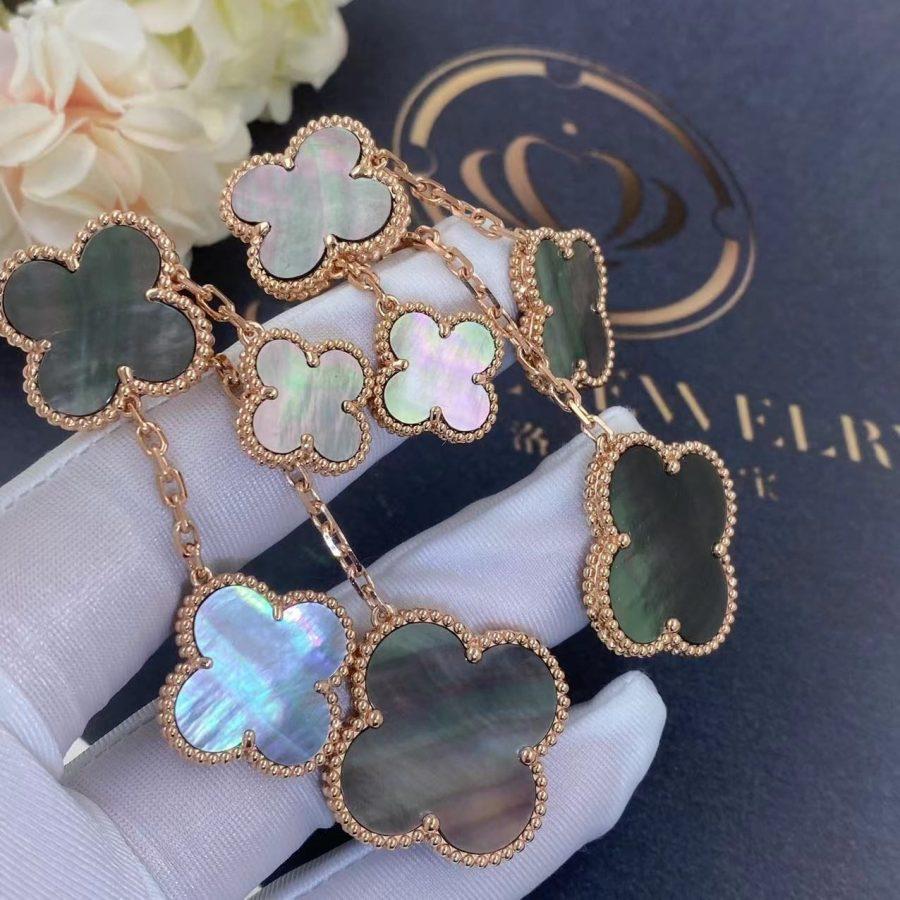 [Rose Jewelrys]CLOVER EARRINGS DARK MOP 4 MOTIFS ROSE GOLD