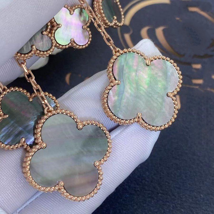 [Rose Jewelrys]CLOVER EARRINGS DARK MOP 4 MOTIFS ROSE GOLD