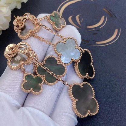 [Rose Jewelrys]CLOVER EARRINGS DARK MOP 4 MOTIFS ROSE GOLD