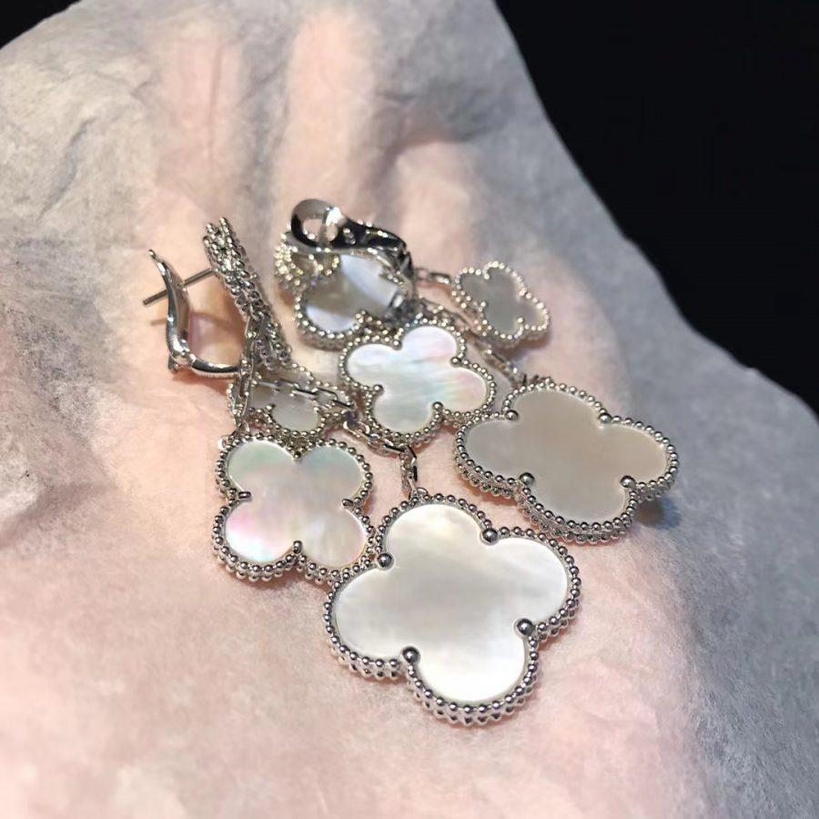 [Rose Jewelrys]CLOVER EARRINGS WHITE MOP 4 MOTIFS SILVER