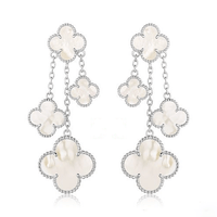 [🌹Rose💎]CLOVER EARRINGS WHITE MOP 4 MOTIFS SILVER