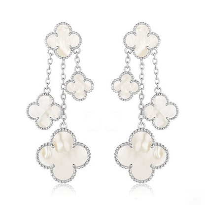 [Rose Jewelrys]CLOVER EARRINGS WHITE MOP 4 MOTIFS SILVER