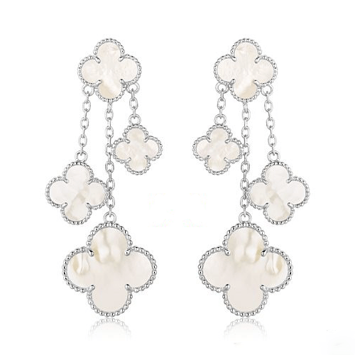 [Rose Jewelrys]CLOVER EARRINGS WHITE MOP 4 MOTIFS SILVER