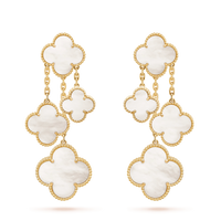 [🌹Rose💎]CLOVER EARRINGS WHITE MOP 4 MOTIFS GOLD