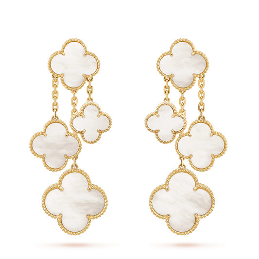 [Rose Jewelrys]CLOVER EARRINGS WHITE MOP 4 MOTIFS GOLD