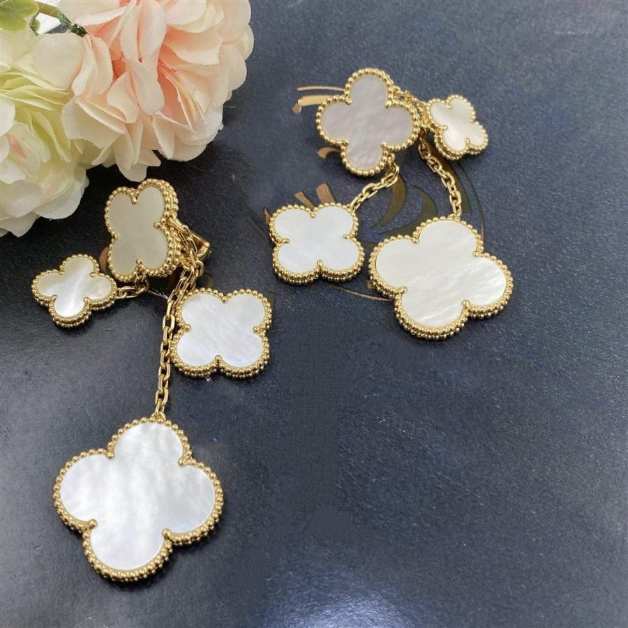 [Rose Jewelrys]CLOVER EARRINGS WHITE MOP 4 MOTIFS GOLD