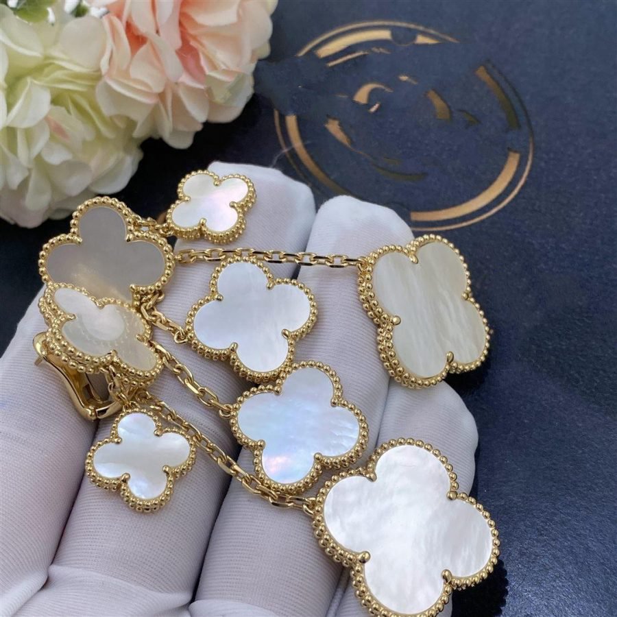 [Rose Jewelrys]CLOVER EARRINGS WHITE MOP 4 MOTIFS GOLD