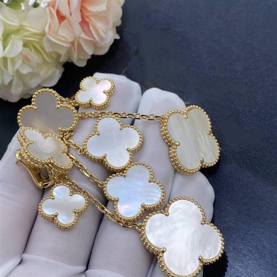 [Rose Jewelrys]CLOVER EARRINGS WHITE MOP 4 MOTIFS GOLD