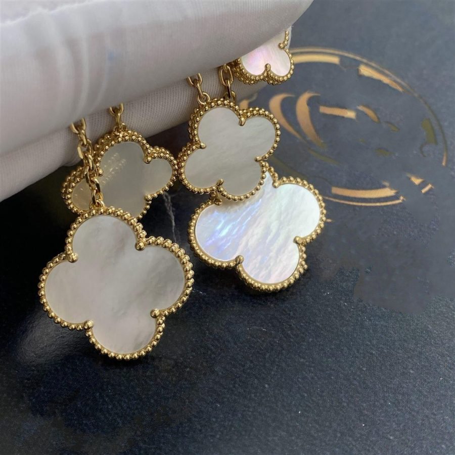 [Rose Jewelrys]CLOVER EARRINGS WHITE MOP 4 MOTIFS GOLD