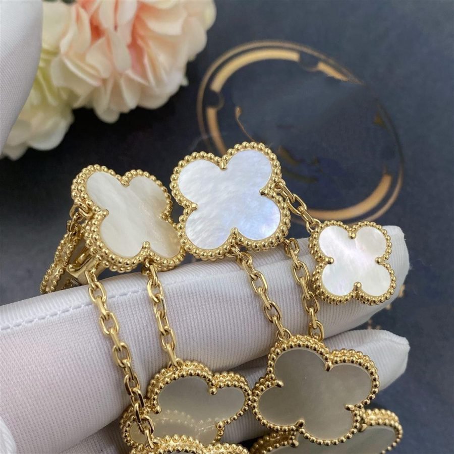 [Rose Jewelrys]CLOVER EARRINGS WHITE MOP 4 MOTIFS GOLD