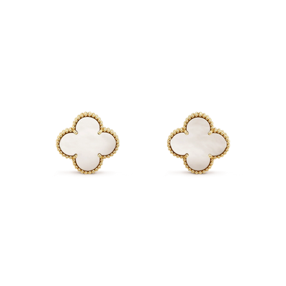 [Rose Jewelrys]CLOVER MEDIUM 1 MOTIFS  WHITE MOP STUD EARRINGS