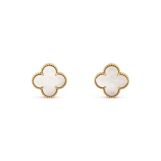 [Rose Jewelrys]CLOVER MEDIUM 1 MOTIFS  WHITE MOP STUD EARRINGS