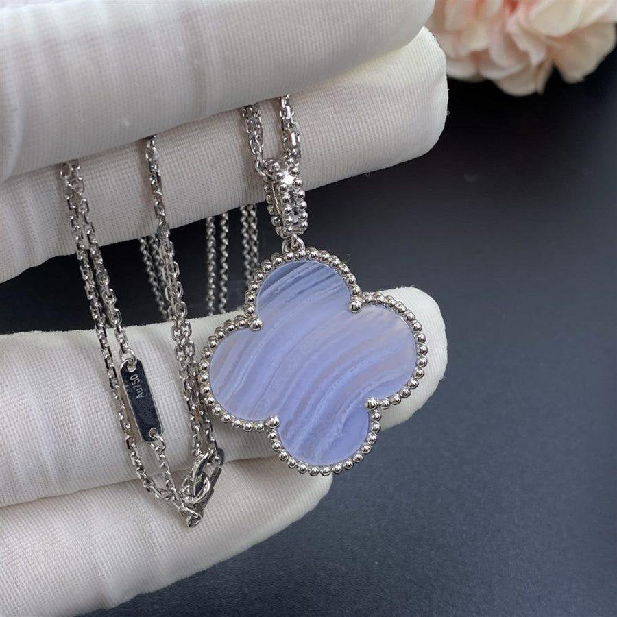 [Rose Jewelrys]CLOVER SILVER CHALCEDONY BIG CLOVER NECKLACE