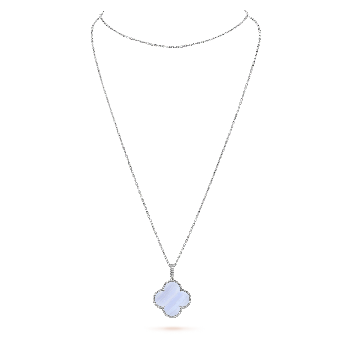 [Rose Jewelrys]CLOVER SILVER CHALCEDONY BIG CLOVER NECKLACE