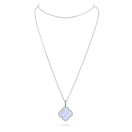 [🌹Rose💎]CLOVER SILVER CHALCEDONY BIG CLOVER NECKLACE