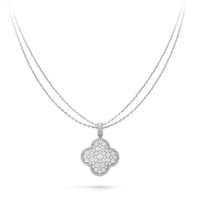 [🌹Rose💎]CLOVER 25MM SILVER FULL DIAMOND BIG CLOVER NECKLACE