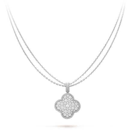 [🌹Rose💎]CLOVER 25MM SILVER FULL DIAMOND BIG CLOVER NECKLACE