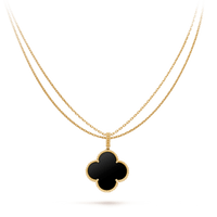 [🌹Rose💎]CLOVER 25MM GOLD ONYX BIG CLOVER NECKLACE