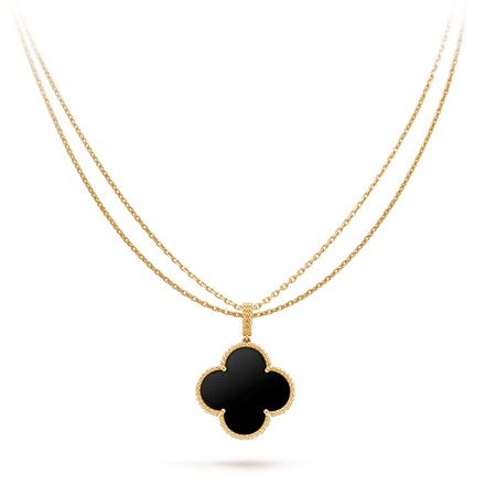 [🌹Rose💎]CLOVER 25MM GOLD ONYX BIG CLOVER NECKLACE