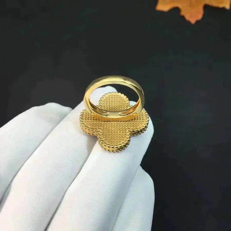 []CLOVER MALACHITE RING