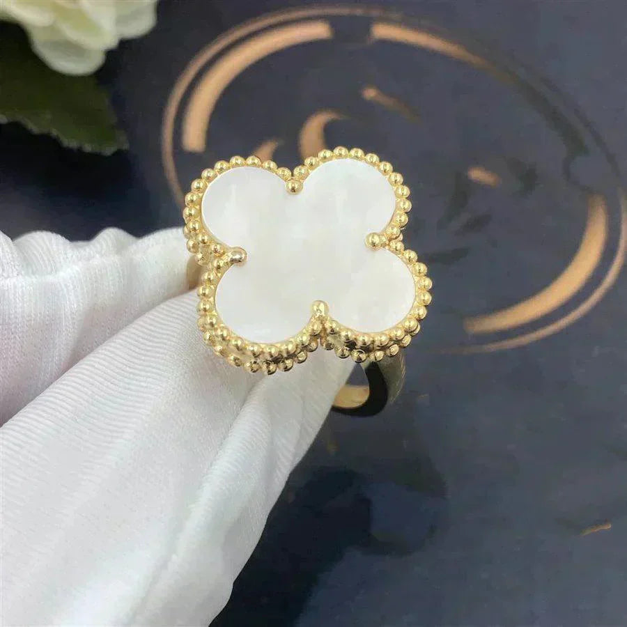 [🌹Rose💎]CLOVER WHITE MOP RING