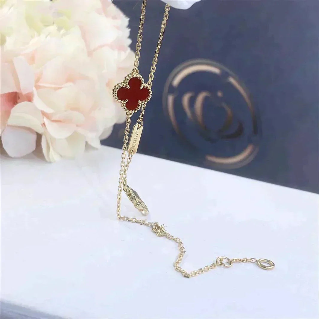 [🌹Rose💎]CLOVER  CARNELIAN SINGLE FLOWER BRACELET