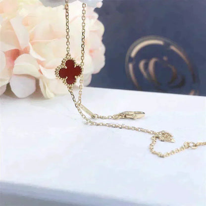 [Rose Jewelrys]CLOVER  CARNELIAN SINGLE FLOWER BRACELET
