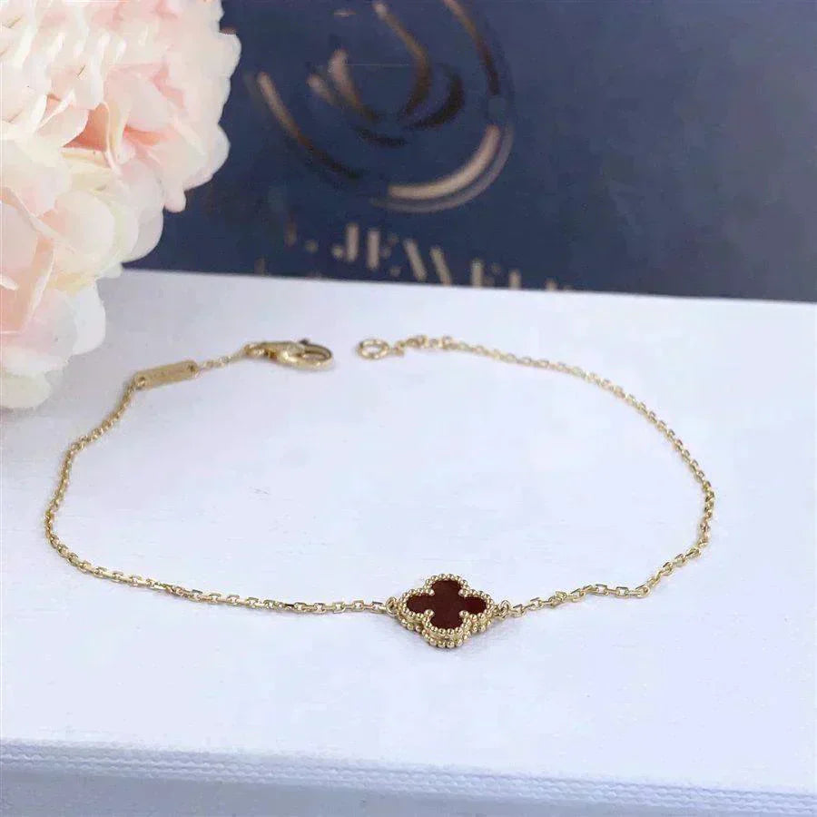 [Rose Jewelrys]CLOVER  CARNELIAN SINGLE FLOWER BRACELET