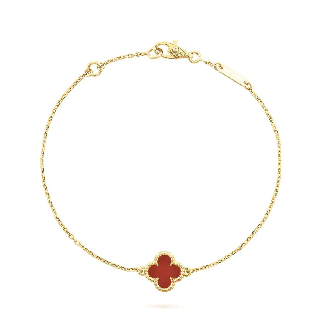 [🌹Rose💎]CLOVER  CARNELIAN SINGLE FLOWER BRACELET