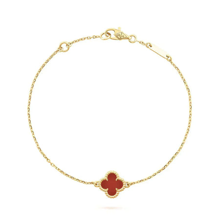 [🌹Rose💎]CLOVER  CARNELIAN SINGLE FLOWER BRACELET